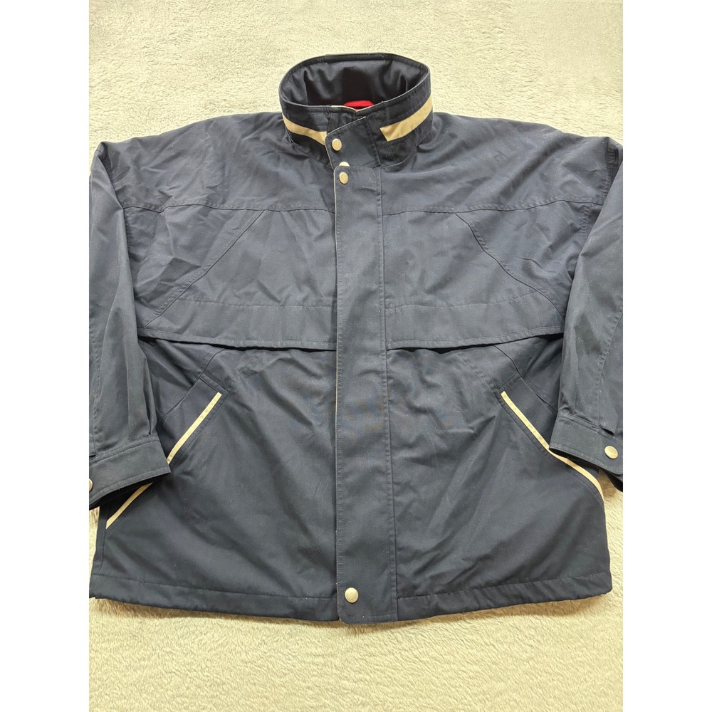 Roundtree & Yorke Outdoors Mens‎ Navy Blue Jacket Stowaway Hood Large